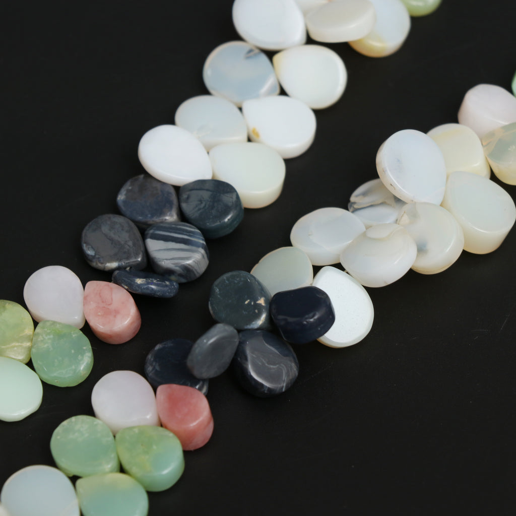 Natural Multi Opal Smooth Pear Both Side Flat Beads, 7x9mm To 9x12mm, Multi Opal Pear Jewelry Making Beads, 16 Inches , Price Per Strand - National Facets, Gemstone Manufacturer, Natural Gemstones, Gemstone Beads, Gemstone Carvings