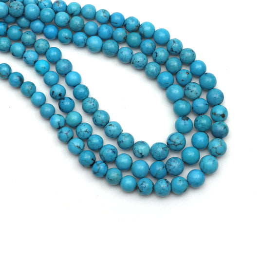 Natural Turquoise Smooth Round Balls, 4.5 mm to 7.5 mm, Turquoise Jewelry Handmade , 18 Inch Strand, Price Per Strand