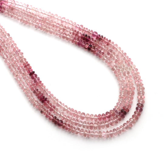 トルマリン スムース ロンデル ビーズ、2.5 mm ～ 4.5 mm、トルマリン ジュエリー メイキング ビーズ、18 インチ フル ストランド、1 ストランドあたりの価格