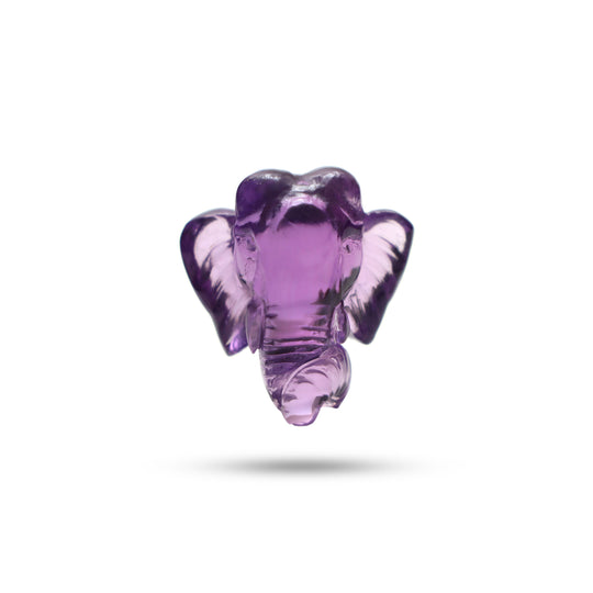 Natural Amethyst Elephant Face Carving Loose Gemstone, 20x22mm, Amethyst Jewelry Making Gemstone,1 Pieces