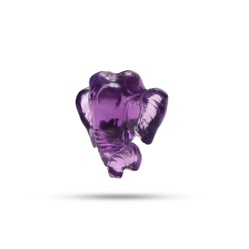 Amethyst Elephant Face Carving