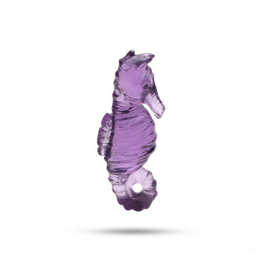 Natural Amethyst Sea Horse Carving Loose Gemstone, 13x36mm, Amethyst Jewelry Making Gemstone,1 Pieces