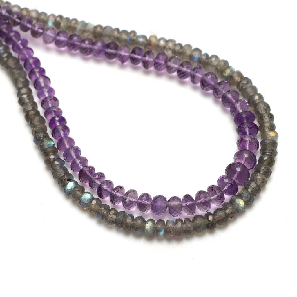 Amethyst & Labradorite Faceted Rondell Beads