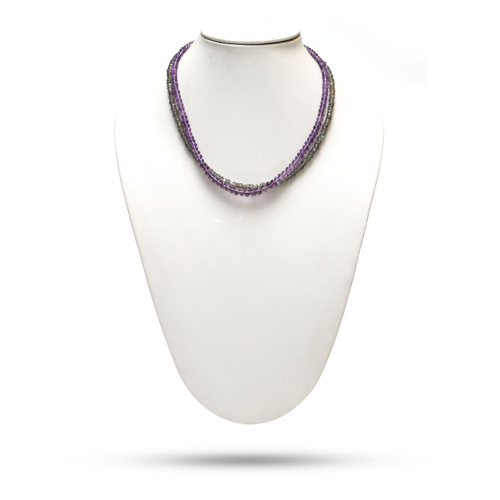 Amethyst & Labradorite Faceted Rondell Beads