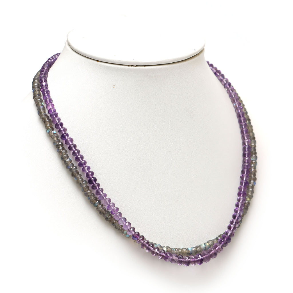 Amethyst & Labradorite Faceted Rondell Beads