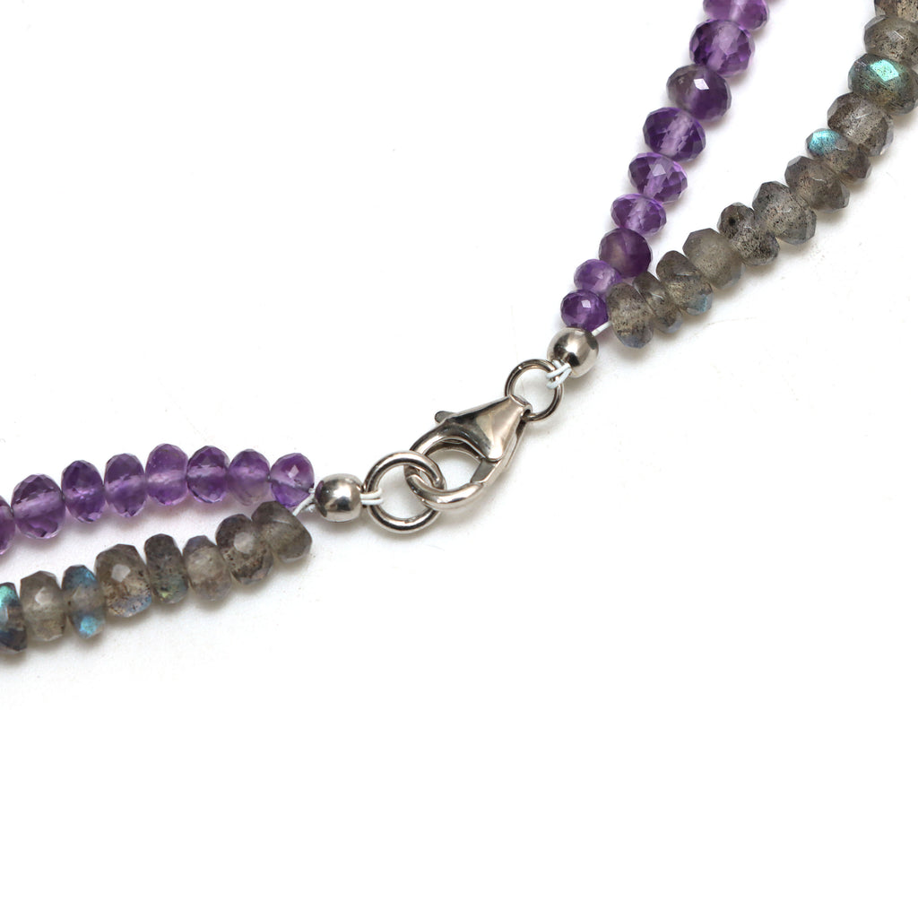 Amethyst & Labradorite Faceted Rondell Beads