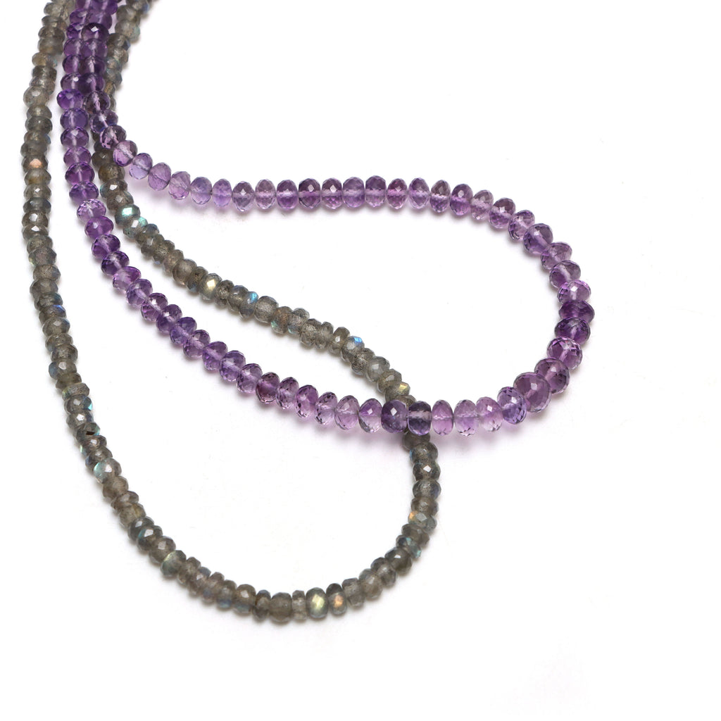 Amethyst & Labradorite Faceted Rondell Beads