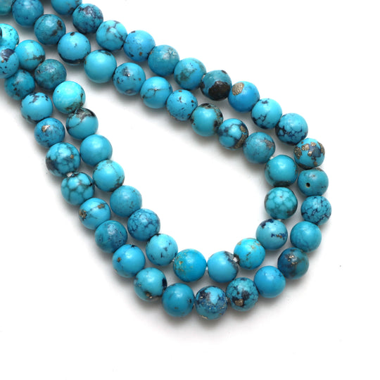 8mm Genuine Turquoise Smooth Round Shape Beads