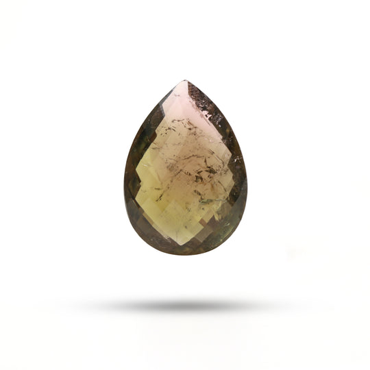 Bi Color Tourmaline Faceted Briolette Pear Loose Gemstone, 14x19.5 mm, Tourmaline Jewelry Making Gemstone, 1 Piece