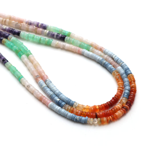 Multi Opal Smooth Tyre Beads, 3.5 mm, Multi Opal Jewelry Making Beads, 18 Inches Full Strand, Price Per Strand