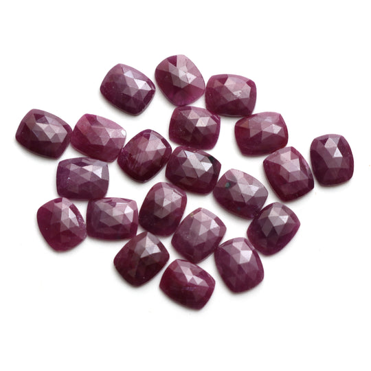Natural Ruby Faceted Rectangle Loose Gemstone, 9x11 mm, Ruby , Set of 21 Pieces