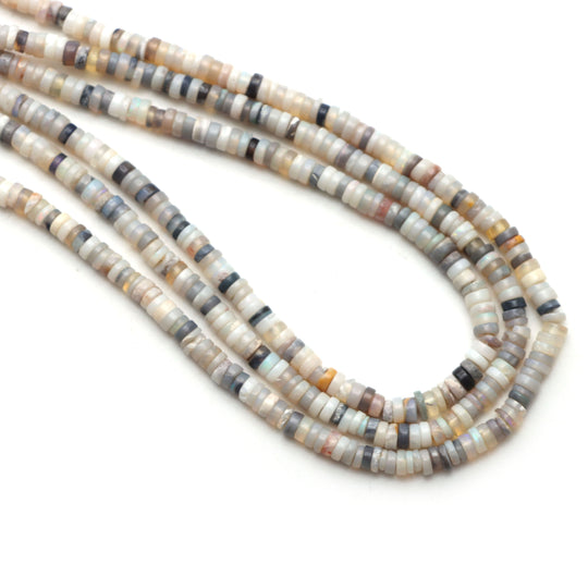 Australian Opal Smooth Tyre Beads, 3.5 mm to 4 mm, Australian Opal Jewelry Making Beads, 18 Inches Full Strand, Price Per Strand