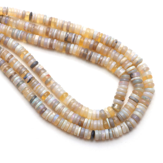 Australian Opal Smooth Tyre Beads, 3.5 mm to 6 mm, Opal Jewelry Making Beads, 18 Inches Full Strand, Price Per Strand