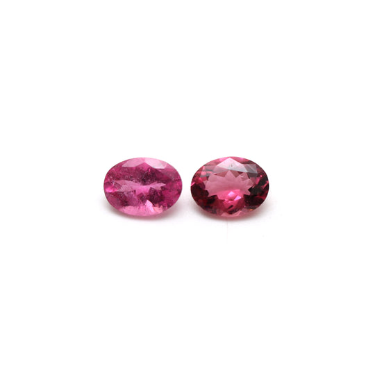 Natural Rubellite Faceted Oval Loose Gemstone, 6x8 mm, Rubellite Jewelry Handmade , Pair ( 2 Pieces )