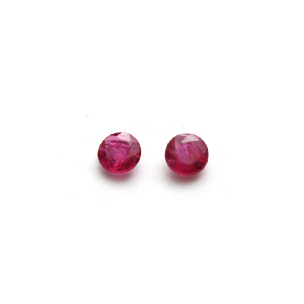 Natural Ruby Faceted Round Loose Gemstone, 5 mm, Ruby Jewelry Handmade Gift for Women, Pair ( 2 Pieces ) - National Facets, Gemstone Manufacturer, Natural Gemstones, Gemstone Beads, Gemstone Carvings