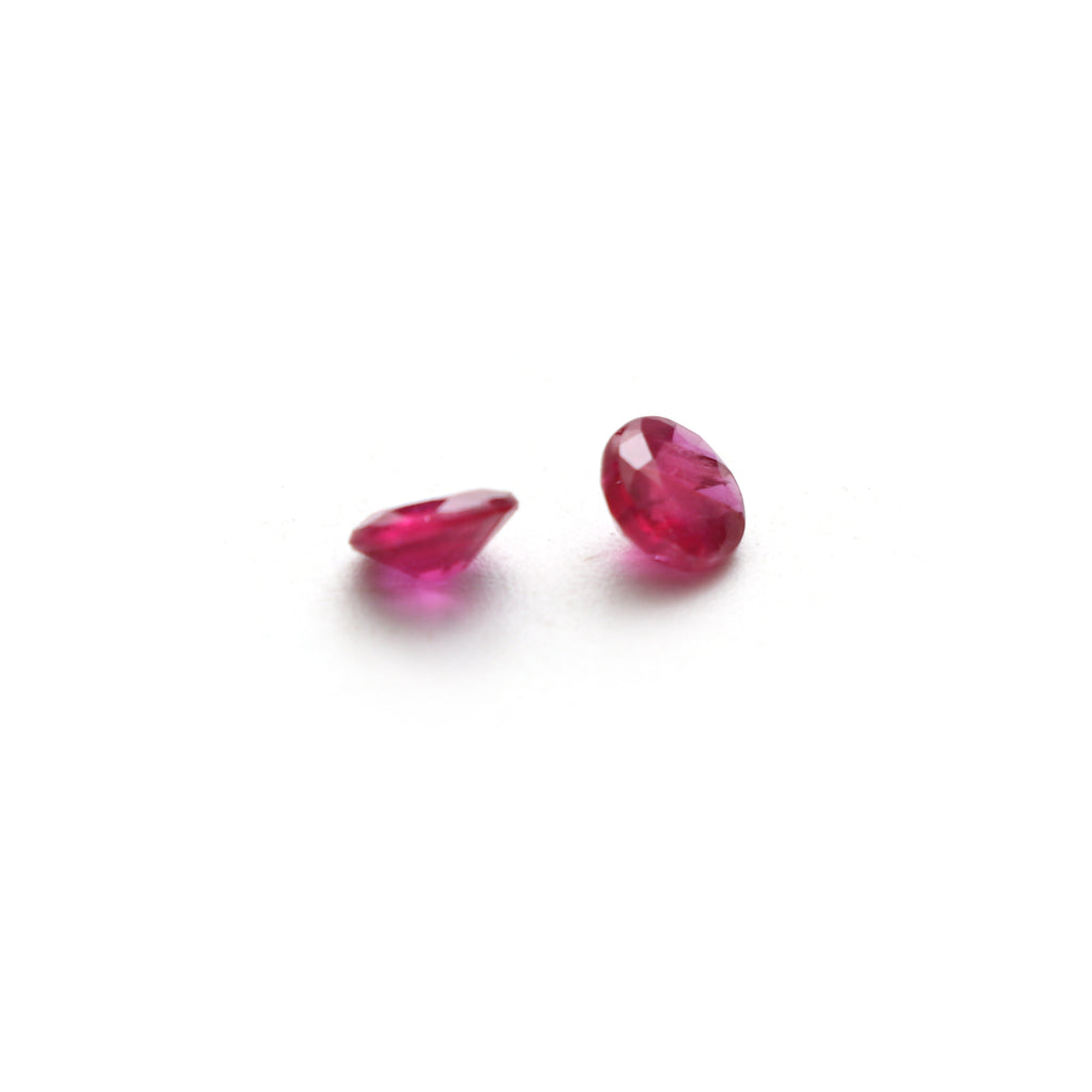 Natural Ruby Faceted Round Loose Gemstone, 5 mm, Ruby Jewelry Handmade Gift for Women, Pair ( 2 Pieces ) - National Facets, Gemstone Manufacturer, Natural Gemstones, Gemstone Beads, Gemstone Carvings