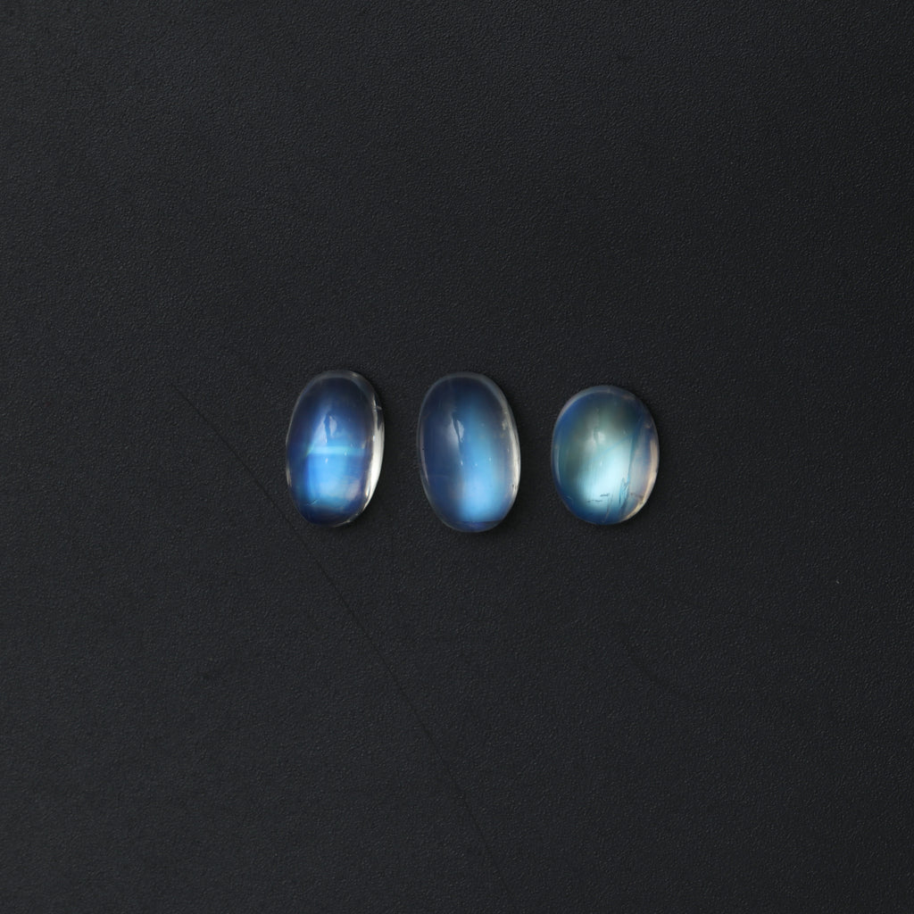 Rainbow Moonstone Smooth Oval Loose Gemstone, 8x10 mm to 7.5x12 mm, Rainbow Moonstone Jewelry Handmade Gift for Women, Set of 3 Pieces - National Facets, Gemstone Manufacturer, Natural Gemstones, Gemstone Beads, Gemstone Carvings
