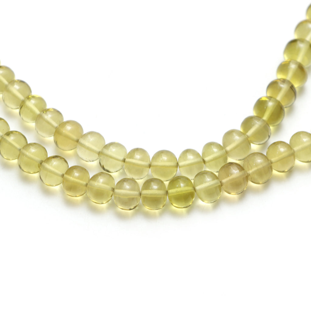 Lemon Quartz Smooth Rondelle Beads