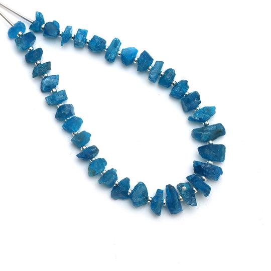 Neon Apatite Organic Rough Beads, 6.5x7 mm to 5.5x12.5 mm, Neon Apatite Jewelry Making Beads, 8 Inches Full Strand, Price Per Strand