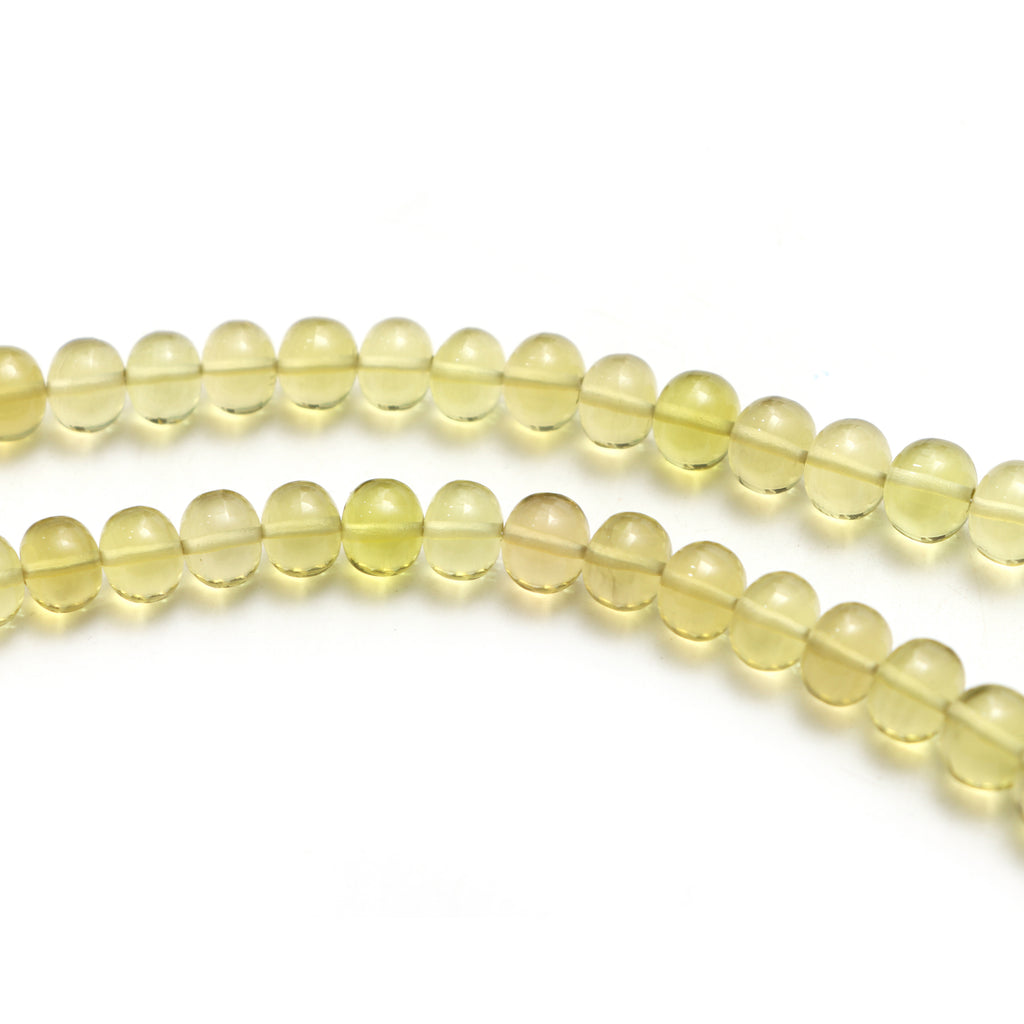 Lemon Quartz Smooth Rondelle Beads