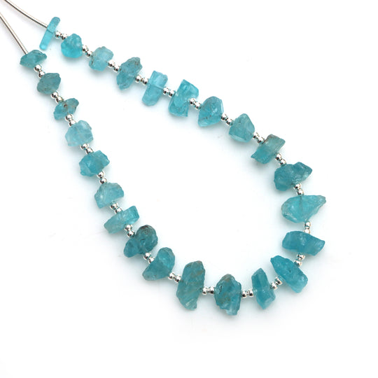 Sky Apatite Organic Rough Beads, 5x7.5 mm to 10x12.5 mm, Sky Apatite Jewelry Making Beads, 8 Inches Full Strand, Price Per Strand
