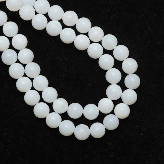 7mm White Opal Smooth Round Beads For Jewelry Making