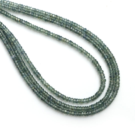 Songea サファイア ファセット ロンデル ビーズ、2 mm ～ 3.5 mm、サファイア ジュエリー メイキング ビーズ、16 インチ フル ストランド、1 ストランドあたりの価格