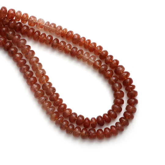 ストロベリークォーツ スムース ロンデル ビーズ、7 mm、ストロベリークォーツ ジュエリーメイキング ビーズ、18 インチ フル ストランド、1 ストランドあたりの価格