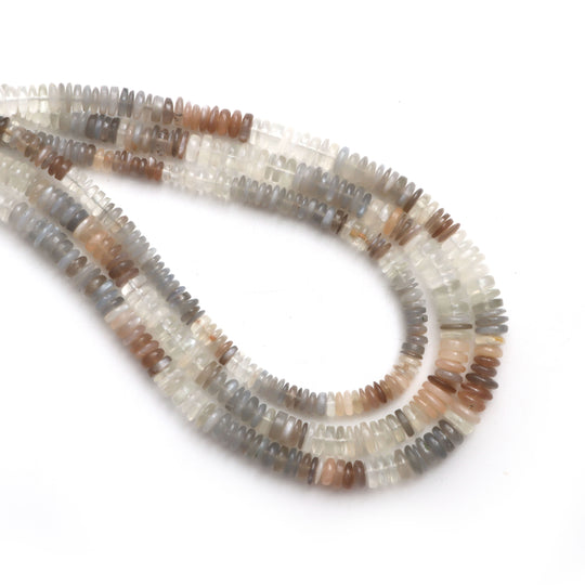 Multi Moonstone Smooth Tyre Beads, 4 mm to 6 mm, Multi Moonstone Jewelry Making Beads, 18 Inches Full Strand, Price Per Strand