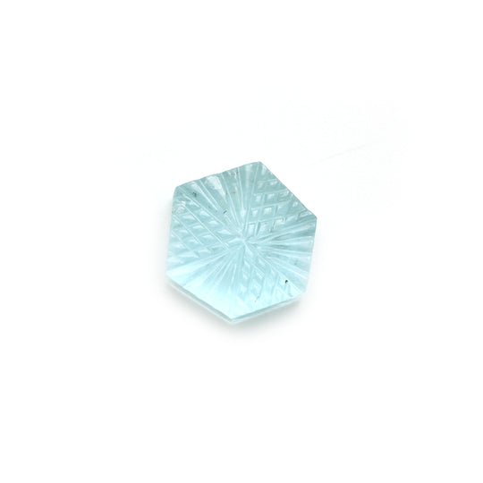 Natural Aquamarine Hexagon Carving Loose Gemstone, 14.5x16 mm, Aquamarine Jewelry Making Gemstone, 1 Piece