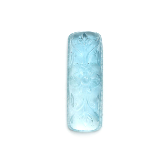 Natural Aquamarine Rectangle Carving Loose Gemstone, 12x33 mm, Aquamarine Jewelry Making Gemstone, 1 Piece