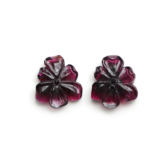 Natural Tourmaline Flower Carving Loose Gemstone, 19x20 mm, Tourmaline Jewelry Making Gemstone , Pair ( 2 Pieces )