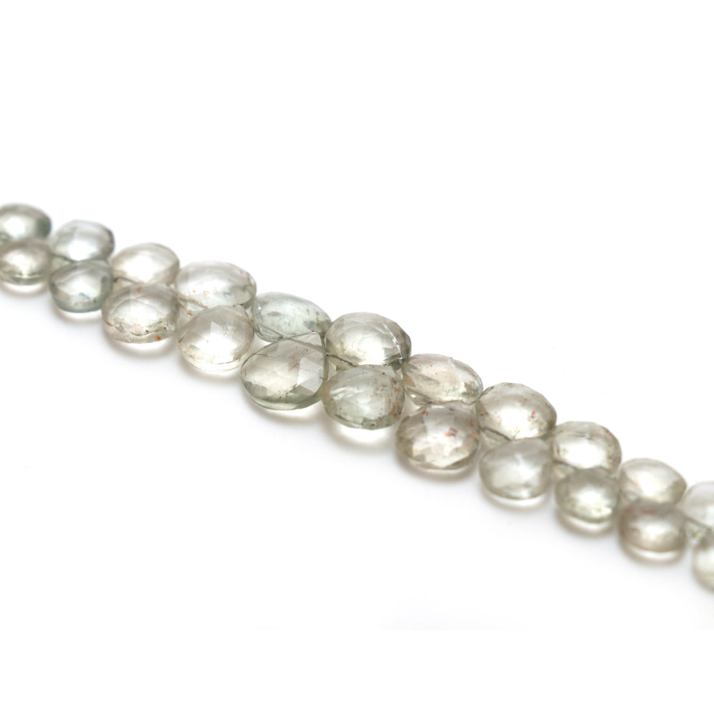 Natural Green Sunstone Faceted Heart Beads, 5x5 mm to 9.5x10 mm, 8 Inches Full Strand, Price Per Strand - National Facets, Gemstone Manufacturer, Natural Gemstones, Gemstone Beads, Gemstone Carvings
