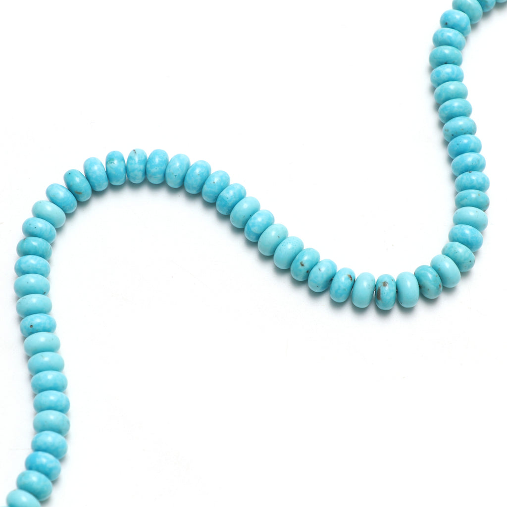 Calibrated Natural Turquoise Smooth Rondelle Beads, 8 mm, Turquoise Jewelry Handmade Gift for Women, 12 Inch Full Strand, Price Per Strand - National Facets, Gemstone Manufacturer, Natural Gemstones, Gemstone Beads