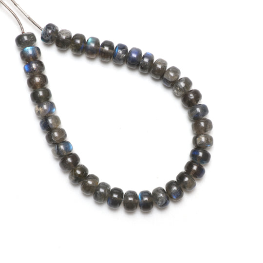 Calibrated Labradorite Smooth Rondelle Beads, 8 mm, Labradorite Jewelry Making Beads, 8 Inch Full Strand, Price Per Strand