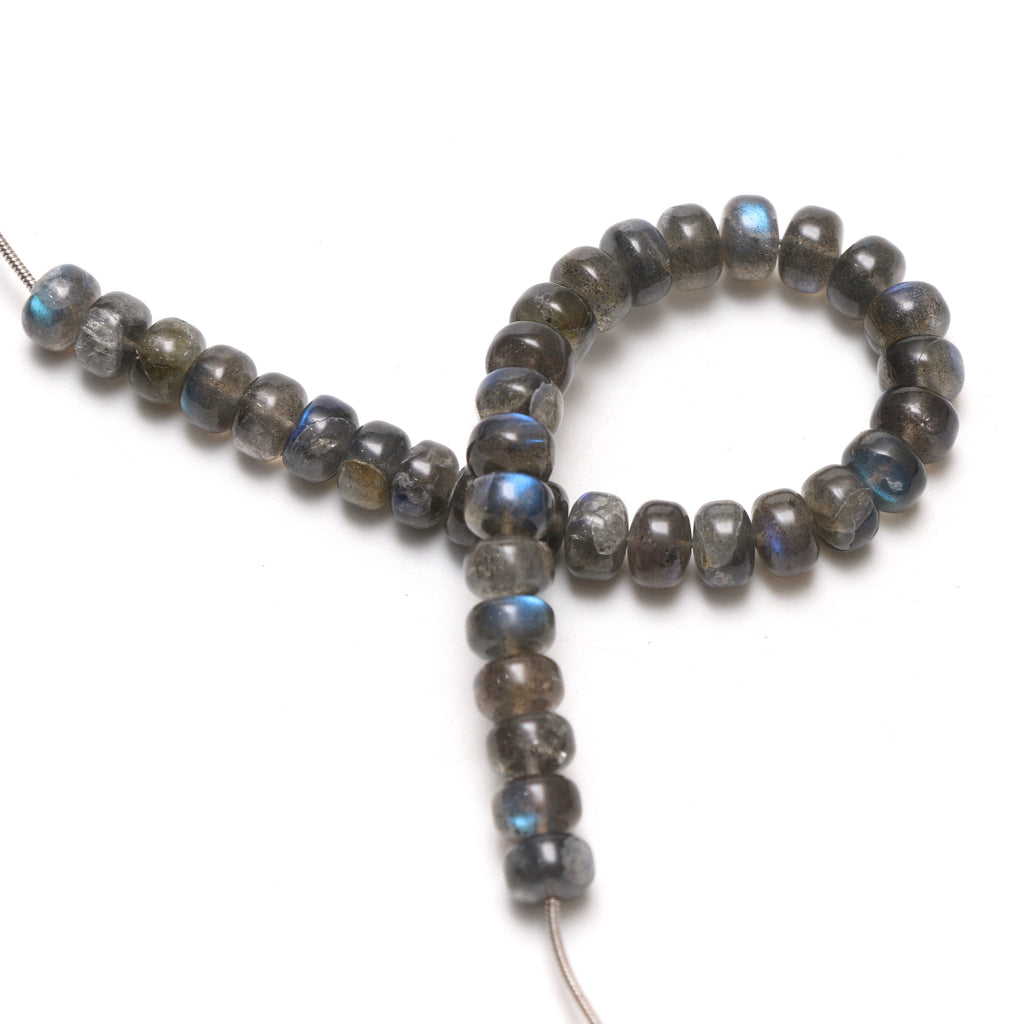 Calibrated Labradorite Smooth Rondelle Beads, 8 mm, Labradorite Jewelry Handmade Gift for Women, 8 Inch Full Strand, Price Per Strand - National Facets, Gemstone Manufacturer, Natural Gemstones, Gemstone Beads