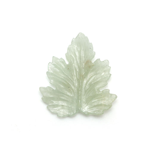 Natural Aquamarine Leaf Carving Loose Gemstone, 35.5x38 mm, Aquamarine Jewelry Making Gemstone, 1 Piece