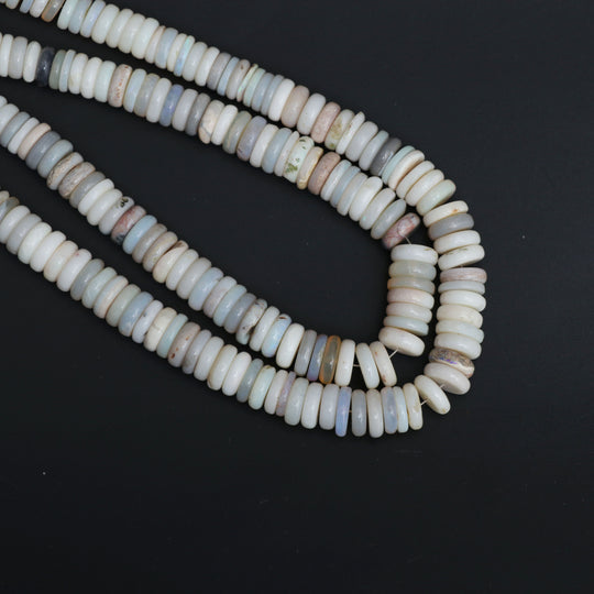 Natural Australian Opal Smooth Tyre Beads, 5 mm to 8.5 mm, Australian Opal Jewelry Making Beads, 18 Inch Strand, Price Per Strand