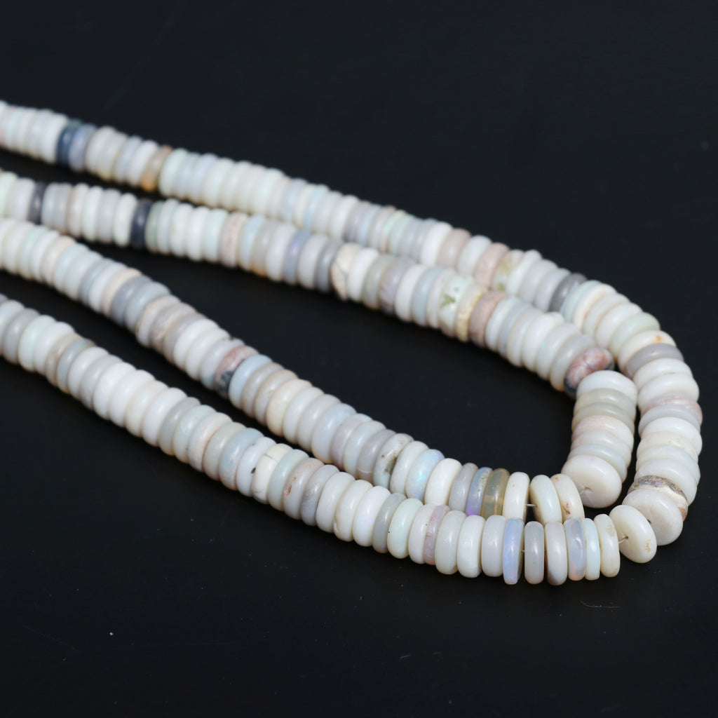 Natural Australian Opal Smooth Tyre Beads, 5 mm to 8.5 mm, Australian Opal Handmade Gift for Women, 18 Inch Strand, Price Per Strand - National Facets, Gemstone Manufacturer, Natural Gemstones, Gemstone Beads, Gemstone Carvings