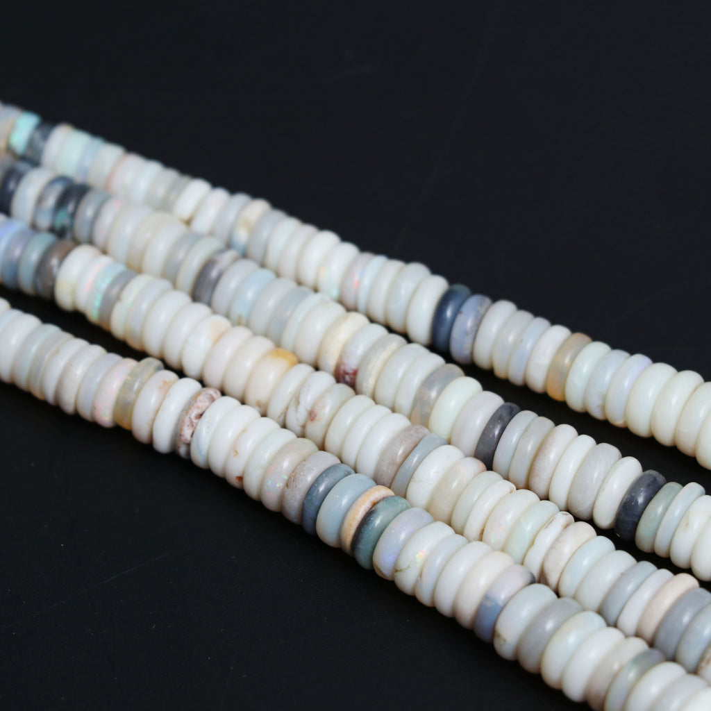Natural Australian Opal Smooth Tyre Beads, 5 mm to 8.5 mm, Australian Opal Handmade Gift for Women, 18 Inch Strand, Price Per Strand - National Facets, Gemstone Manufacturer, Natural Gemstones, Gemstone Beads, Gemstone Carvings
