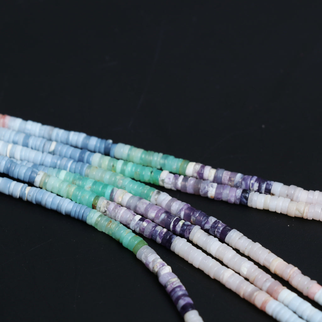 Natural Multi Opal Smooth Tyre Beads, 4 mm, Multi Opal Jewelry Handmade Gift for Women, 18 Inches Full Strand, Price Per Strand - National Facets, Gemstone Manufacturer, Natural Gemstones, Gemstone Beads, Gemstone Carvings