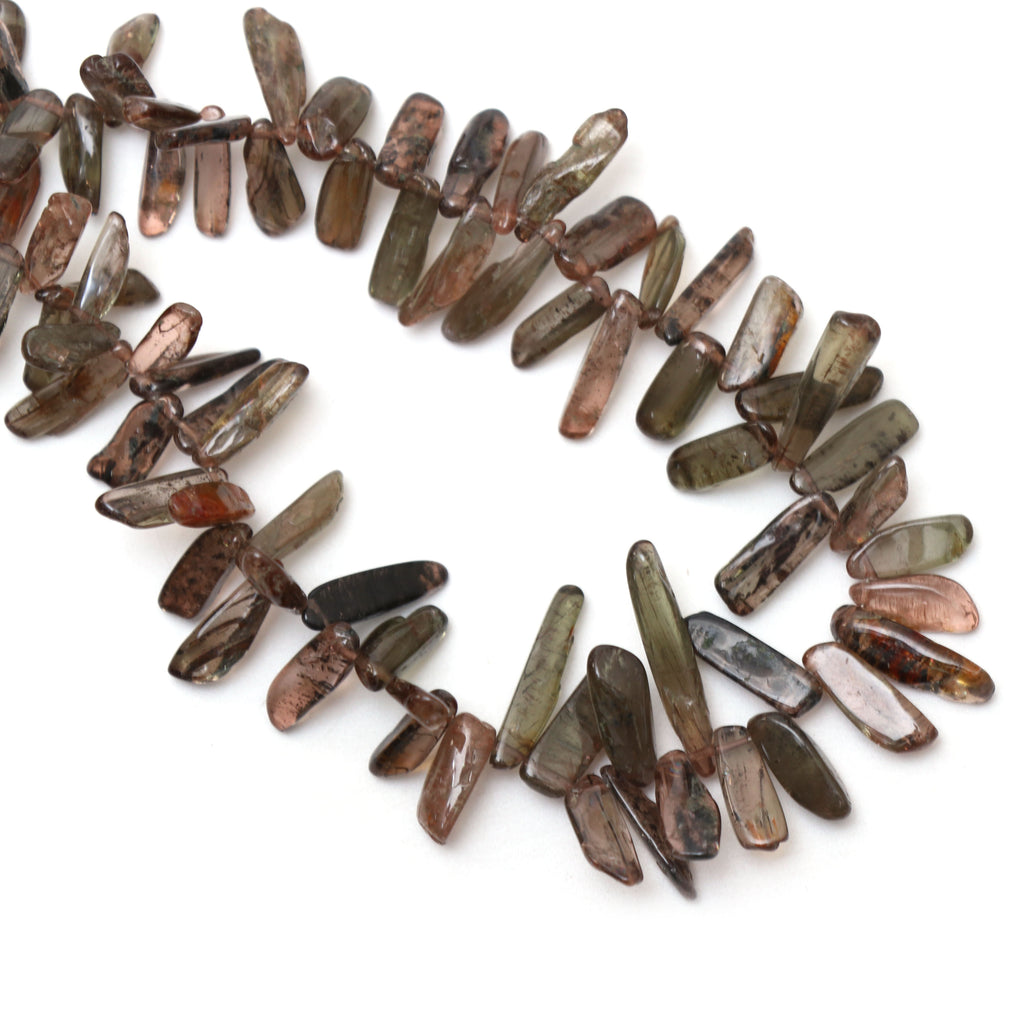 Natural Andalusite Smooth Nuggets Beads, 4x10 mm to 4x17.5 mm, Andalusite Jewelry Handmade Gift for Women,18 Inches Strand, Price Per Strand - National Facets, Gemstone Manufacturer, Natural Gemstones, Gemstone Beads, Gemstone Carvings