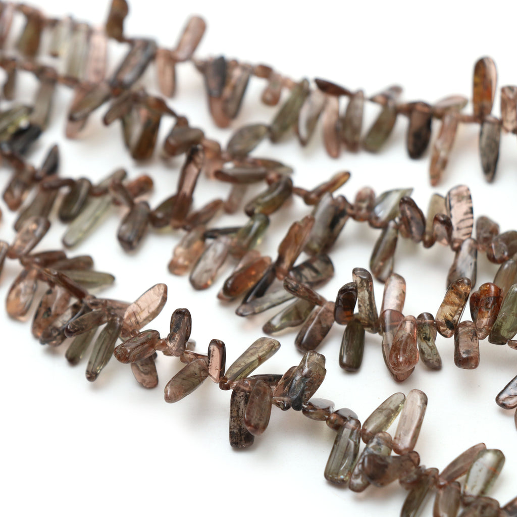 Natural Andalusite Smooth Nuggets Beads, 4x10 mm to 4x17.5 mm, Andalusite Jewelry Handmade Gift for Women,18 Inches Strand, Price Per Strand - National Facets, Gemstone Manufacturer, Natural Gemstones, Gemstone Beads, Gemstone Carvings