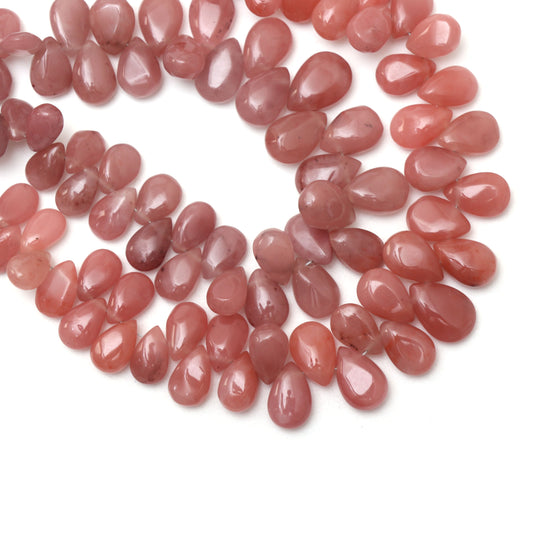 Guava Quartz Smooth Pear Beads, 5.5x8.5 mm to 8.5x12.5 mm, Guava Quartz Jewelry Making Beads, 8 Inches Strand, Price Per Strand