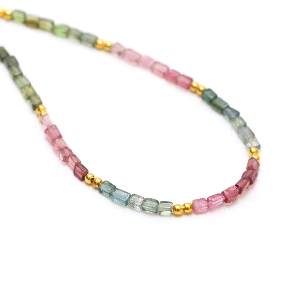 Multi Tourmaline Faceted Cylinder Beads