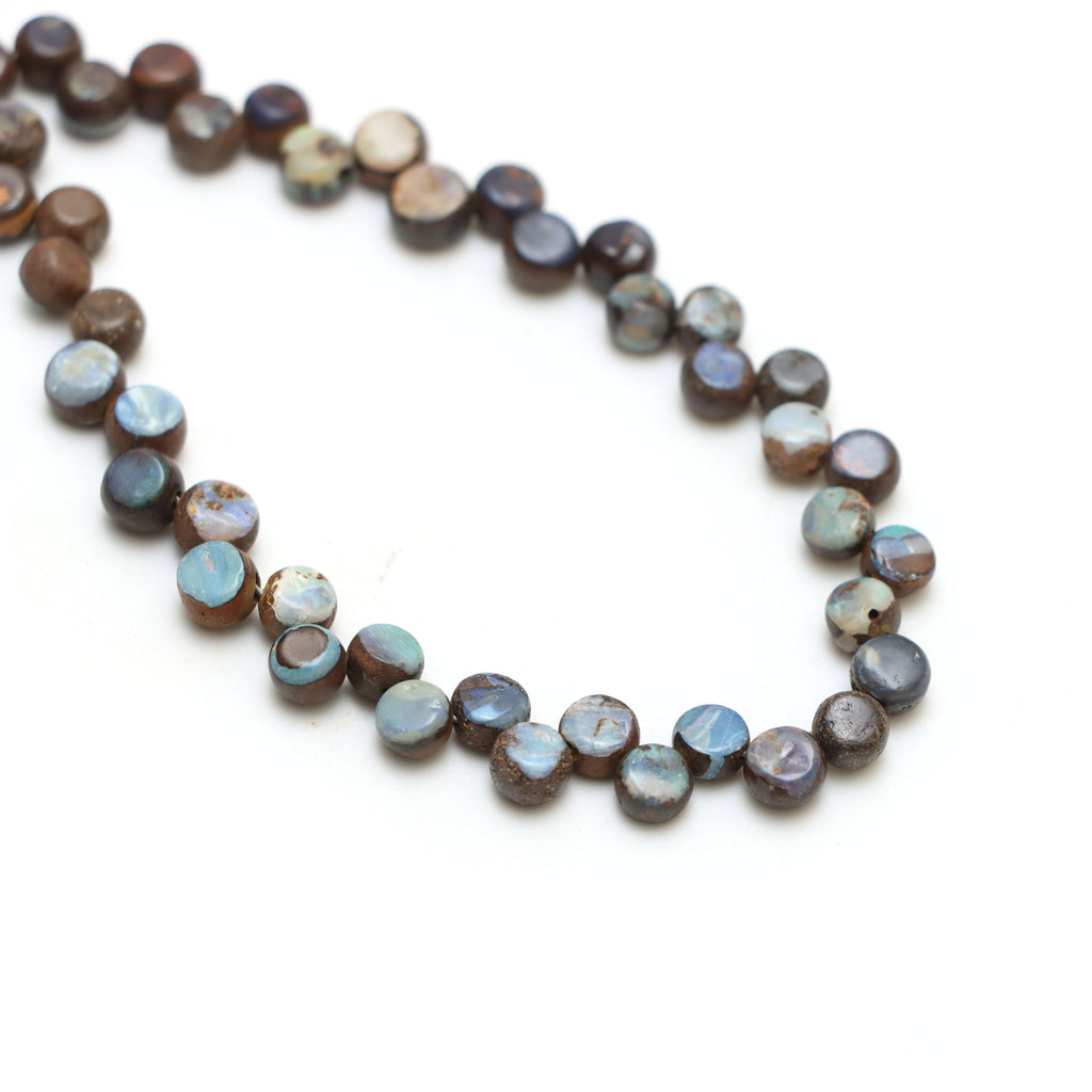 Boulder Opal Smooth Coin Beads