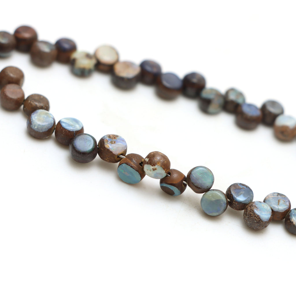 Boulder Opal Smooth Coin Beads