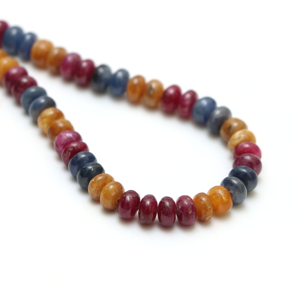 Multi Sapphire Smooth Rondelle Beads