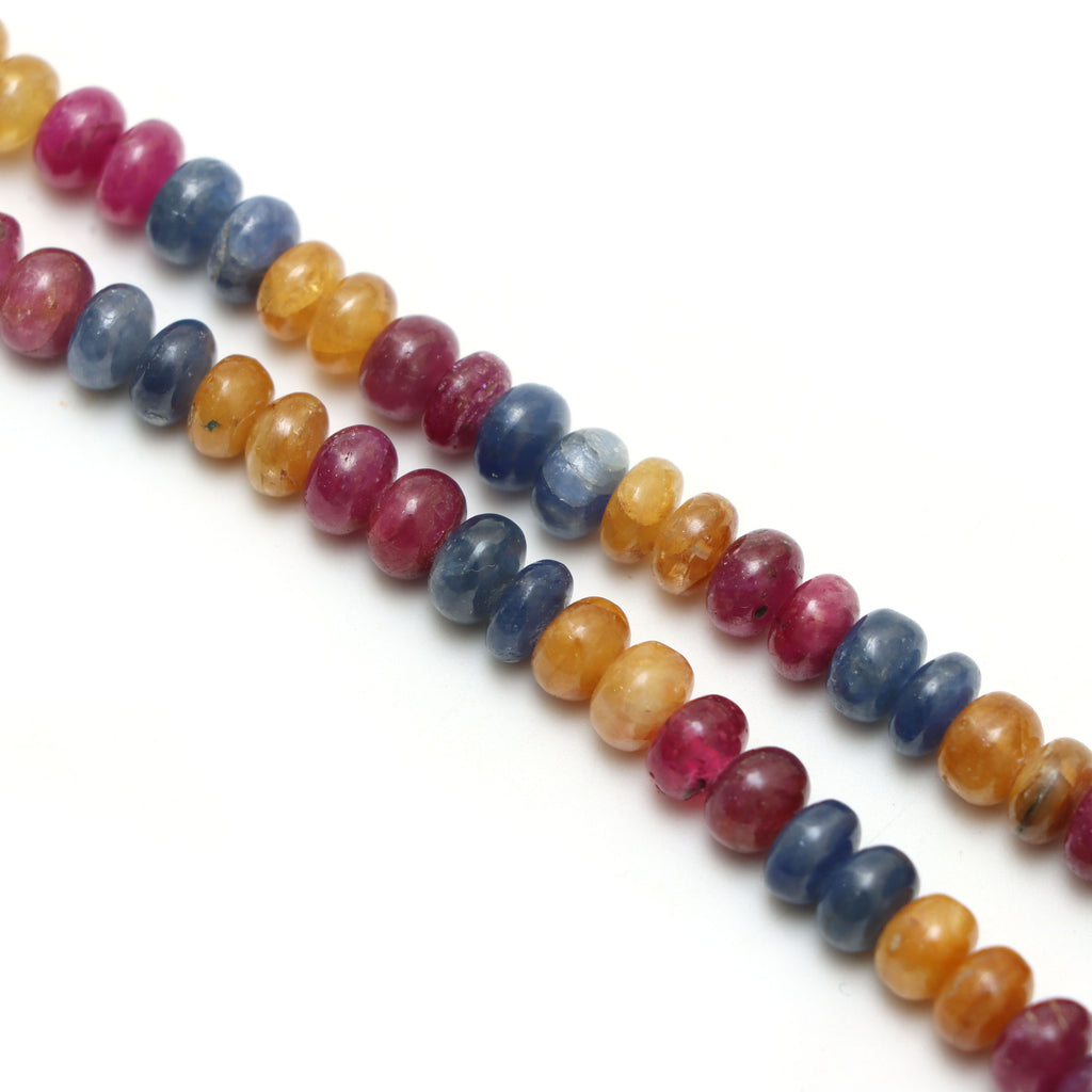 Multi Sapphire Smooth Rondelle Beads