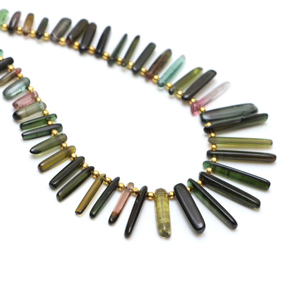 Multi Tourmaline Smooth Chips Beads